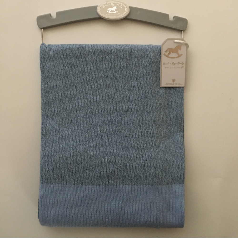 NEW Baby Blanket Cotton Knit Blue Color-block  | Rock a Bye Baby Boutique